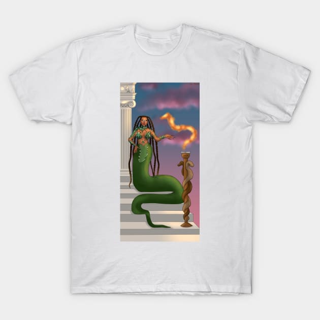 Sasha Colby Goddess Snake Temple T-Shirt by jonosmatt